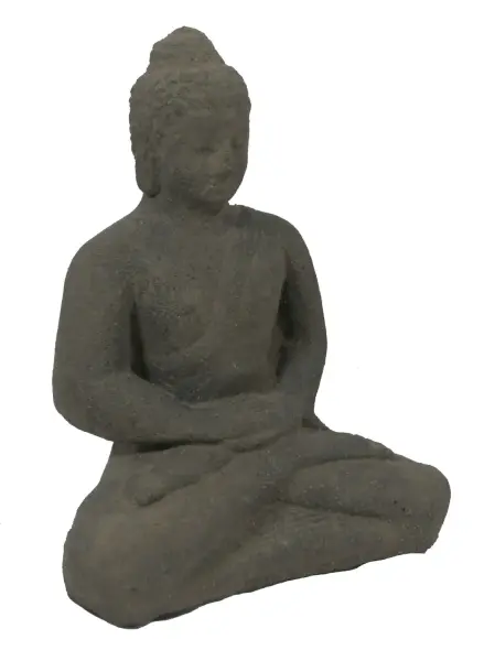 Product image of the product “Seated Buddha Borobudur, 18cm high, cast lava stone, antique finish ”